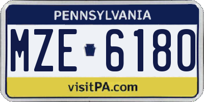 PA license plate MZE6180