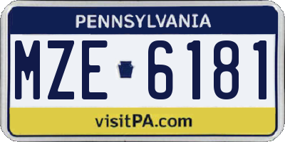 PA license plate MZE6181