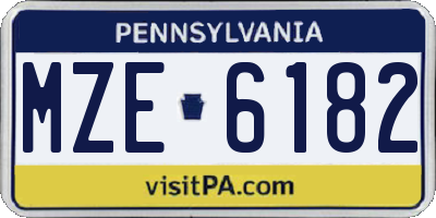 PA license plate MZE6182
