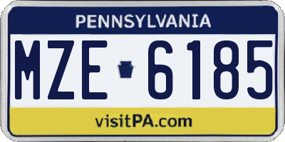 PA license plate MZE6185