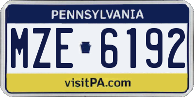 PA license plate MZE6192