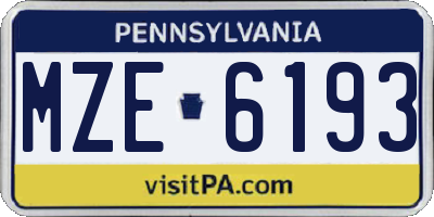 PA license plate MZE6193
