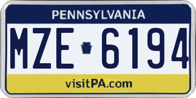 PA license plate MZE6194