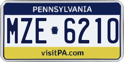 PA license plate MZE6210
