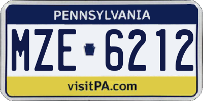 PA license plate MZE6212