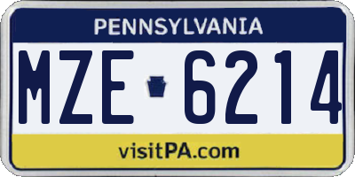 PA license plate MZE6214