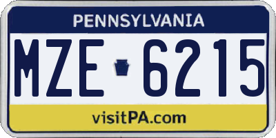 PA license plate MZE6215