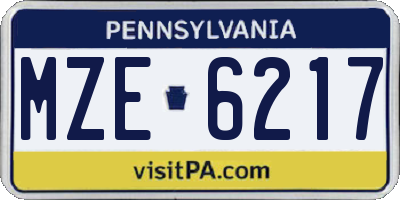 PA license plate MZE6217