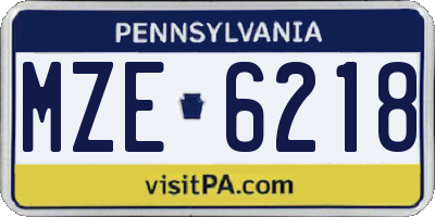 PA license plate MZE6218