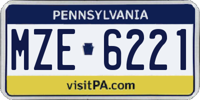 PA license plate MZE6221