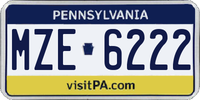 PA license plate MZE6222
