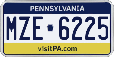 PA license plate MZE6225