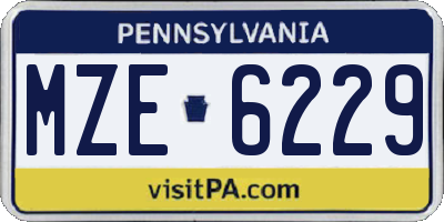PA license plate MZE6229