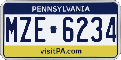 PA license plate MZE6234