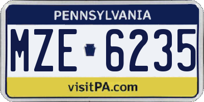 PA license plate MZE6235