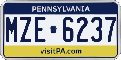 PA license plate MZE6237