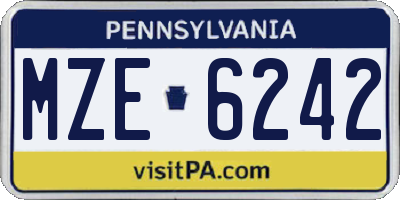 PA license plate MZE6242