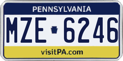 PA license plate MZE6246