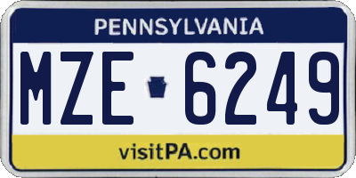 PA license plate MZE6249
