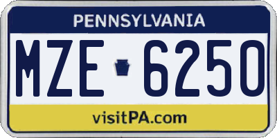 PA license plate MZE6250