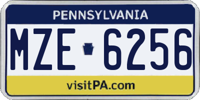 PA license plate MZE6256