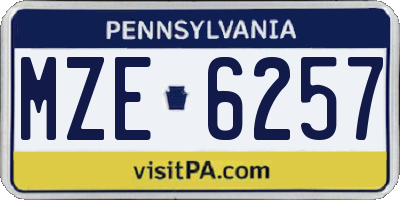 PA license plate MZE6257