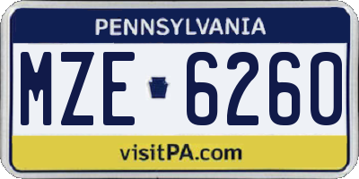 PA license plate MZE6260