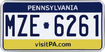 PA license plate MZE6261