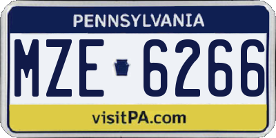 PA license plate MZE6266