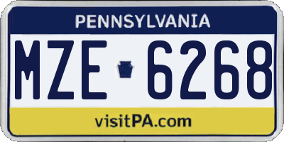 PA license plate MZE6268