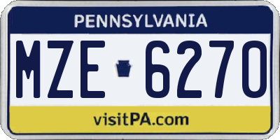 PA license plate MZE6270