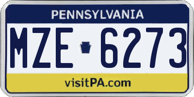PA license plate MZE6273