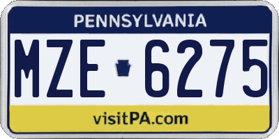 PA license plate MZE6275