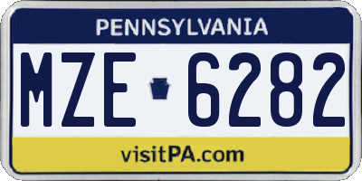 PA license plate MZE6282