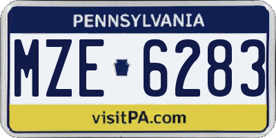 PA license plate MZE6283