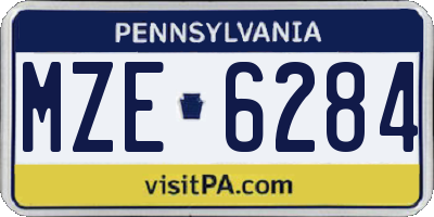 PA license plate MZE6284