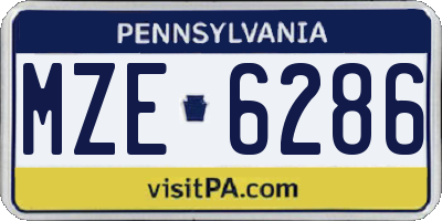 PA license plate MZE6286