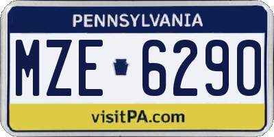 PA license plate MZE6290