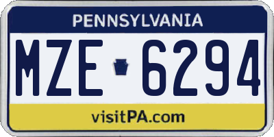 PA license plate MZE6294