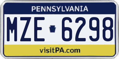 PA license plate MZE6298