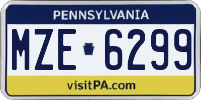PA license plate MZE6299