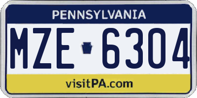 PA license plate MZE6304