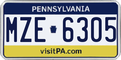 PA license plate MZE6305