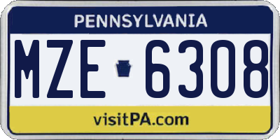 PA license plate MZE6308