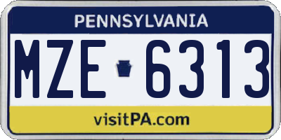 PA license plate MZE6313