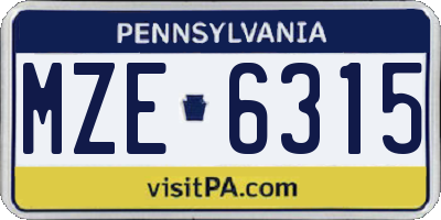 PA license plate MZE6315
