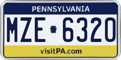 PA license plate MZE6320