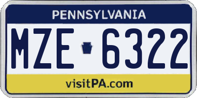 PA license plate MZE6322