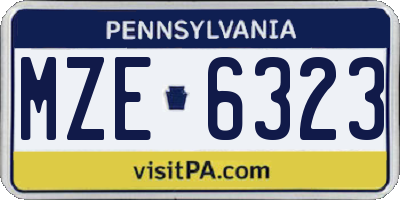 PA license plate MZE6323