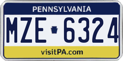 PA license plate MZE6324